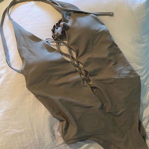 Aerie Lace Up Halter One Piece
